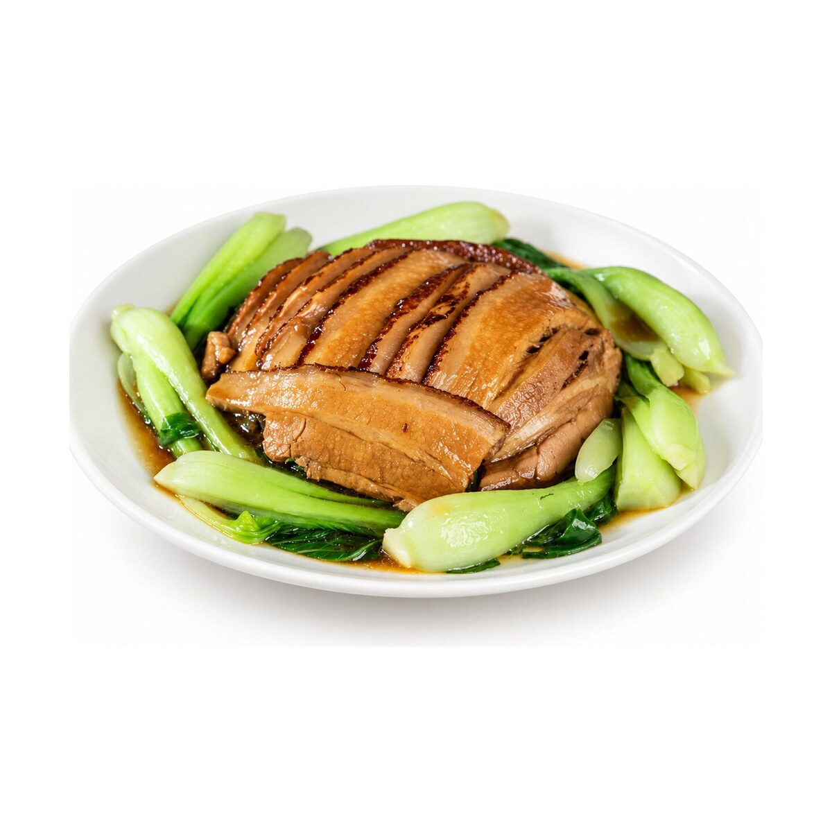 בטן חזיר מאודה עם חרדל ירוק כבוש — Steamed Pork Belly with Preserved Mustard Greens